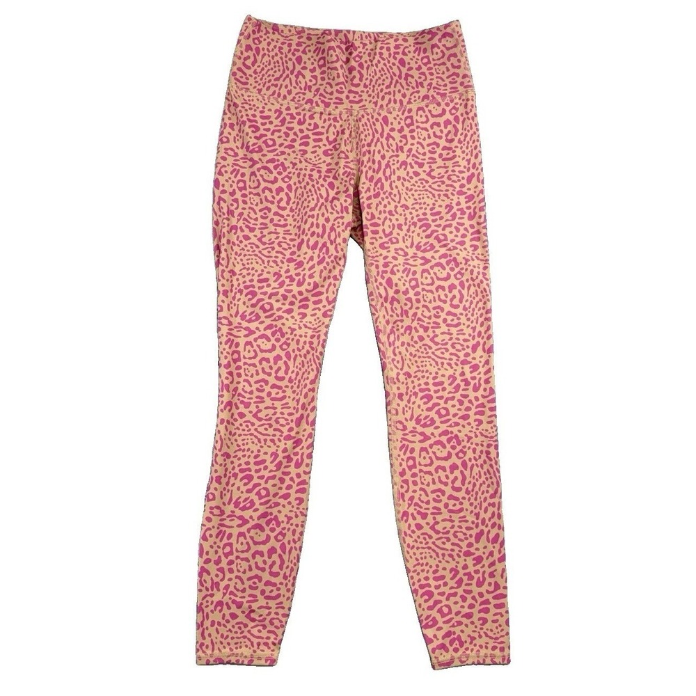 Joy Lab Cheetah Print Beige & Pink Leggings Sz M Comfort Gym Everyday